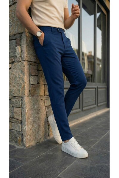 Kanonik Education بنطلون قماش للرجال بـ قصة ضيقة لونًا