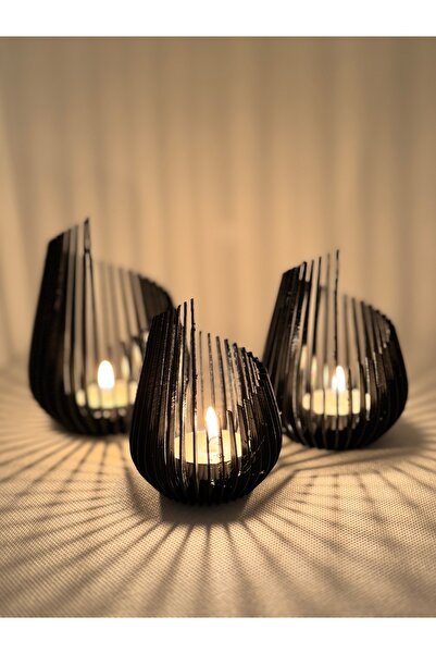 3D Minimal Tasarım Dekoratif Tealight Mumluk (3’lü Set)
