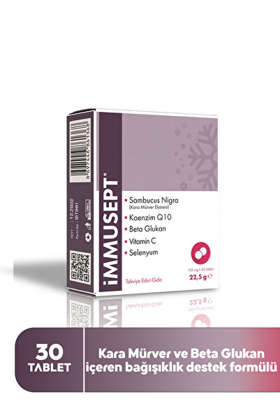 İmmusept Kara Mürver Koenzim Q10 Beta Glukan Vitamin C Çinko 30 Tablet