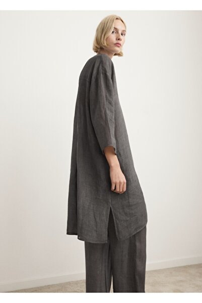 MANGO Woman %100 rami overdyed görünümlü pantolon