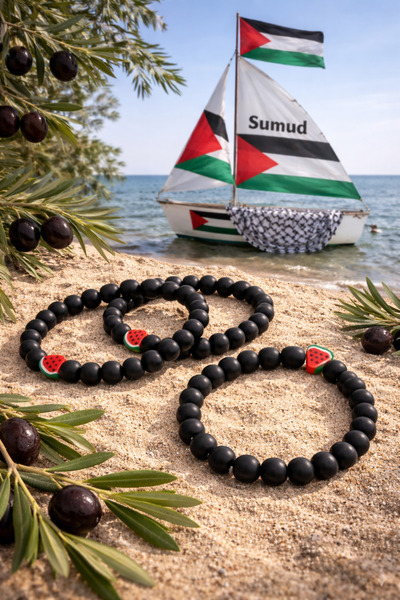 Günebakan Watermelon Fimo Figured Onyx Bracelet - Palestine Themed