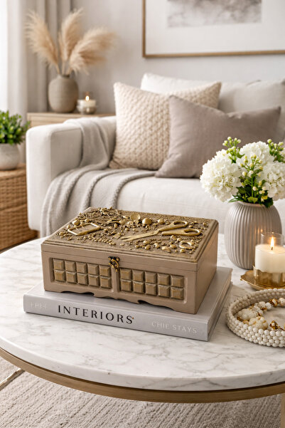 IremTasarimAtolyesi Dikiş Kutusu El Boyama Dekoratif Aksesuar Obje