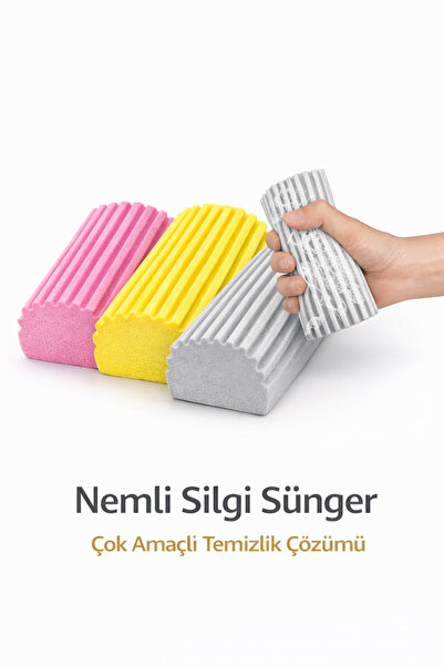 EcoVibe 3 Adet Nemli Silgi Sünger - Toz Ustası - Çok Amaçlı Temizlik Toz Süngeri