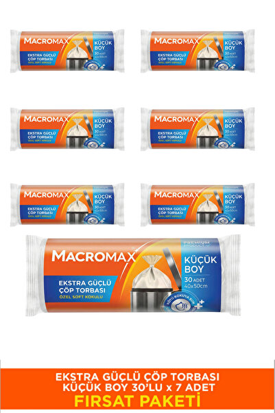 MACRO MAX Ekstra Güçlü Çöp Torbası Küçük Boy - 30 Lu Paket X7
