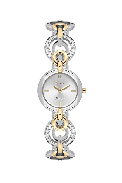 Freelook ساعة لوميير النسائية المصنوعة من الفولاذ المقاوم للصدأ باللونين الفض...