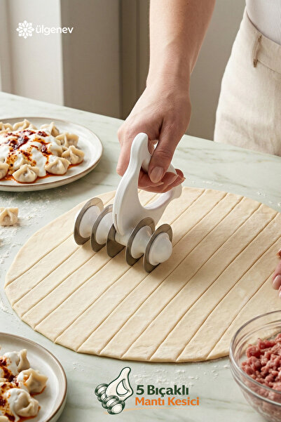Ülgenev Çelik 5 Bıçaklı Pratik Mantımatik, Hamur Mantı Kesici, Şekillendirici...