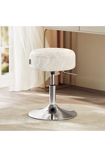 VASAGLE Scaun de machiaj reglabil pe înălțime, rotativ la 360°, șezut căptuși...