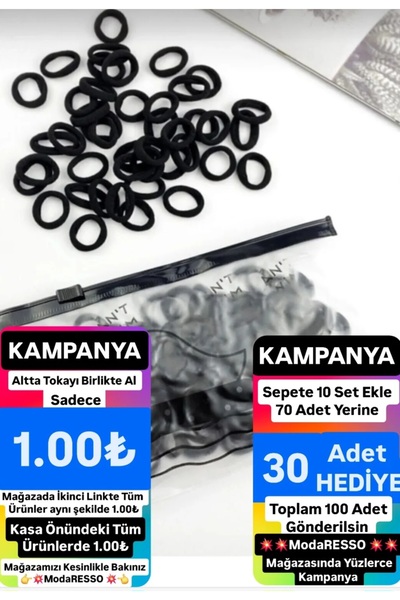 ModaRESSO Şeffaf Çantalı Siyah 7 Adet Mini Lastik Toka