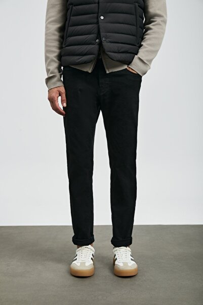 Lufian 112200260 بنطلون أنتون سبور جين للرجال قصة ضيقة بنطلون جينز رجالي أسود