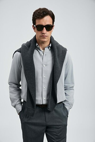 Lufian 112010676 Daniel Men's Basic Shirt Regular Fit Men's Shirt Gray