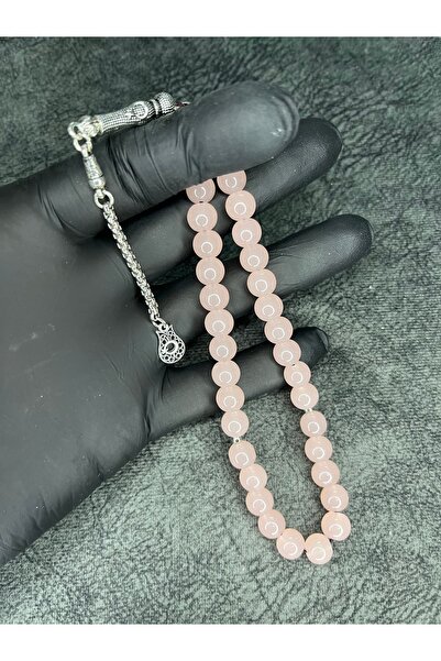 Mos Tespih Pembe Cam Boncuk Doğaltaş Tesbih