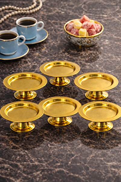 MGEStore 6 قطع من أوعية الحلوى المعدنية المزخرفة باللون الذهبي لتقديم القهوة ...