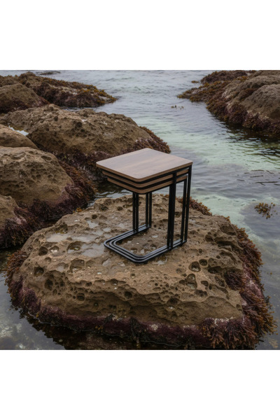 Kalafika 3'lü C Tipi Tekerlekli Zigon Sehpa Ceviz | Koltuk Altına Giren Ergon...