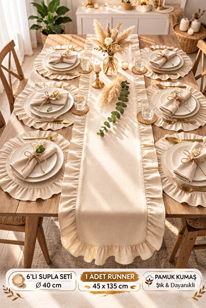 Kayaz home Fırfırlı 6 supla 1 runner