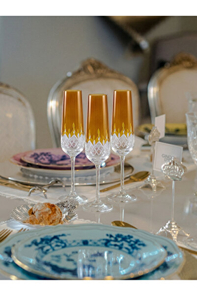 i love home glass Kristal Flüt Kadeh 200 cc - Tekli
