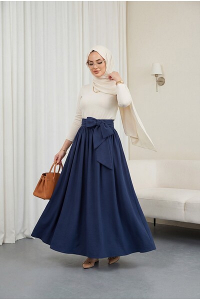 HİJABAYA Piliseli Kemerli Paraşüt Etek