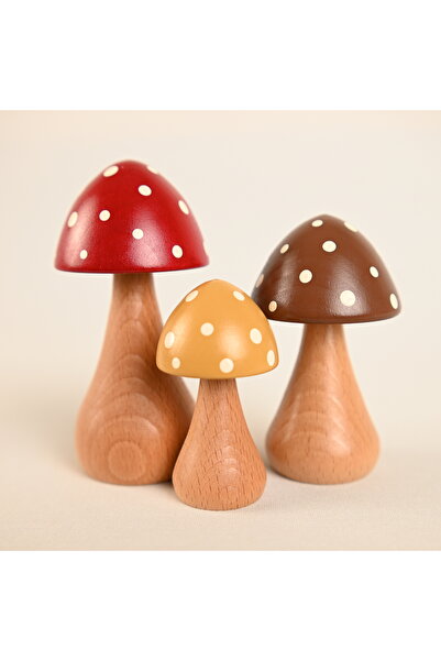 Zyt Tasarım Doğal Ahşap Mantar Süs Mantar Şans Mantarı Dekor Uğurlu