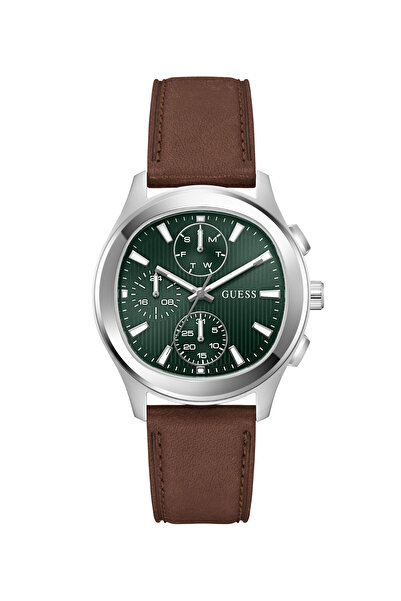 Guess Mens Silver Tone Square Analog Watch