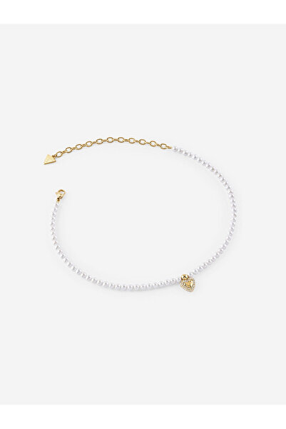 Guess قلادة على شكل قلب مرصعة بالأحجار الكريمة، مقاس 12-16 بوصة