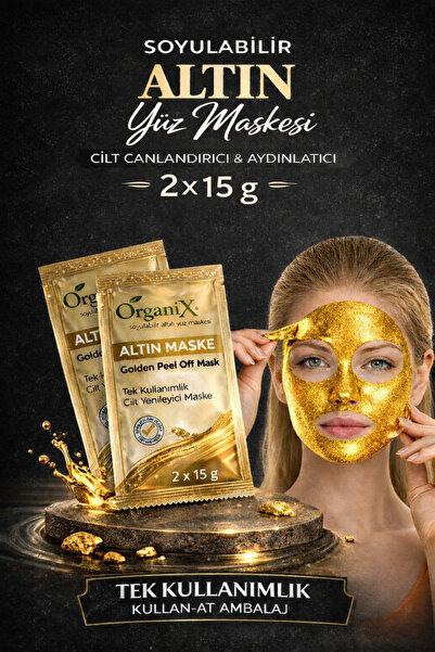 Organix Tek Kullanımlık Altın Maske - Cilt Yenileyici Soyulabilir Yüz Maskesi...