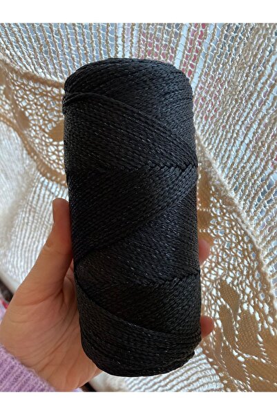 Fiolimore Премиум черен блестящ полиестерен макраме шнур 2 мм (200 грама-230 ...