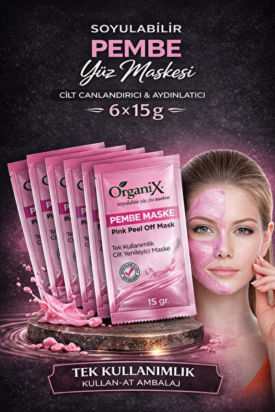 Organix Tek Kullanımlık Pembe Soyulabilir Yüz Maskesi - Derinlemesine Temizli...