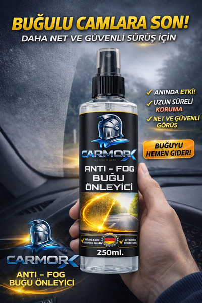 CARMORX Buğu Önleyici Sprey | Cam & Ayna İçin Uzun Süre Etkili Anti-Fog