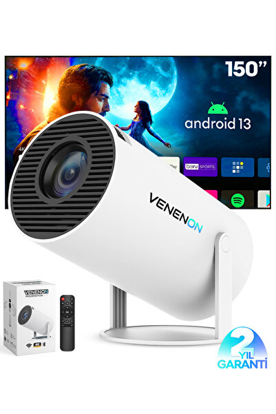 Venenon Taşınabilir Akıllı Sinema Projeksiyon Cihazı Projektör Ekran Yansıtma...