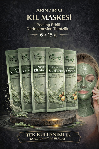Organix Argan Yağı Özlü Kil Maskesi - Tek Kullanımlık - Cilt Yenileyici Yüz M...