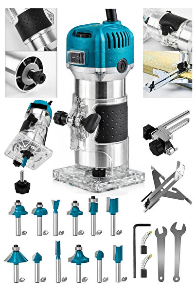 MOONSHOP 4400 Watt Profesyonel Formika Traşlama Freze Makinası Ve Uçları 6 Mm...