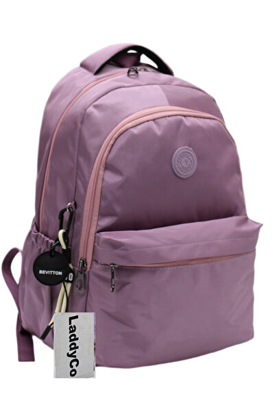 Bevitton Satin Water-Resistant Fabric Unisex Black School Backpack 2200 Plum