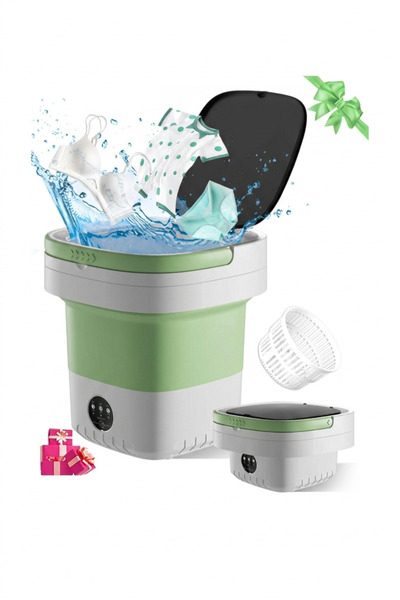 Generic غسالة ملابس محمولة، غسالة ومجفف ملابس صغيران قابلان للطي سعة 8 لترات