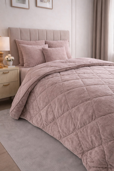 meressa home طقم نوم ويلسوفت فردي، طقم زينة ناعم من القطيفة (مقاس 155×215 سم)