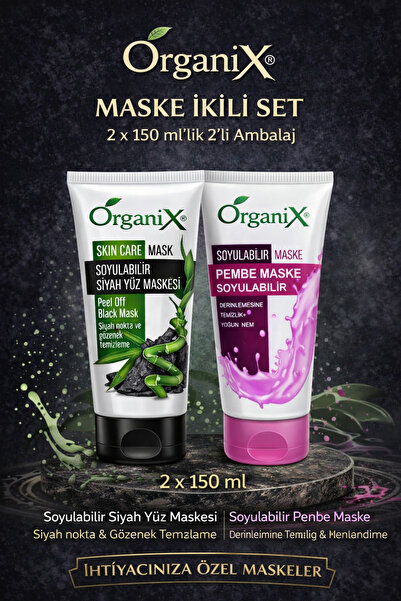 Organix Soyulabilir Yüz Maske Seti - Pembe-Siyah Yoğun Nem, Siyah Nokta Gözen...