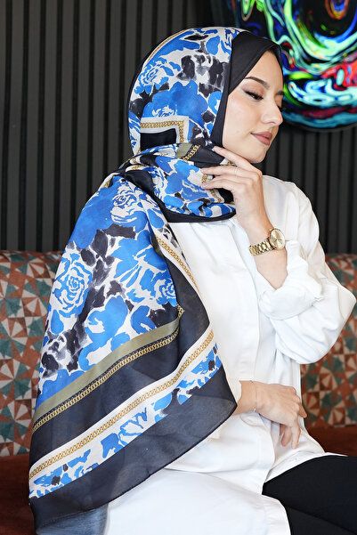 AFVENTE Chain Rose Pattern Saks Soft Cotton Shawl