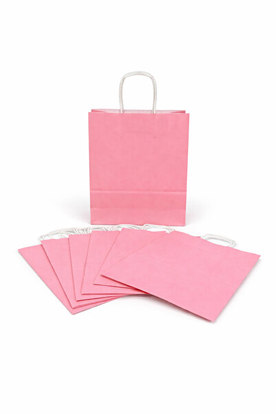 iğne izi 22x6 cm (12 komada) kraft papir u puder roze boji Torba, poklon torb...