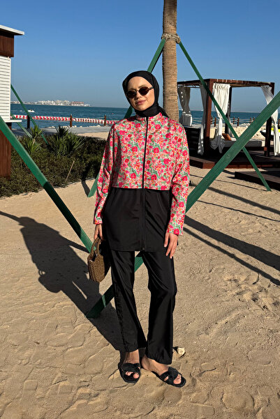 lurex moda Doha Parachute Fabric 3-Piece Fully Covered Hijab Swimsuit