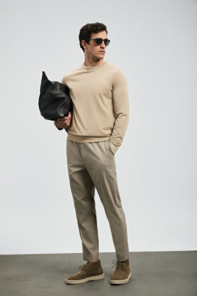 Lufian Ανδρικό παντελόνι Chino Amber Smart εφαρμοστό Μπεζ