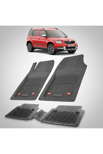 TEAMCAR Covorașe auto tip tavă compatibile cu Skoda Yeti (2009–2017), negre, ...