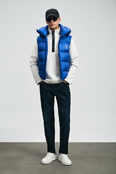 Lufian بنطلون فرانز سبور جينز للرجال بقصة مستقيمة باللون الأزرق