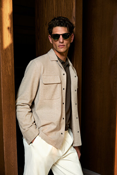 Lufian Jachetă tricotată pentru bărbați Andre Ecru