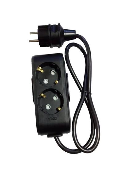 VİKO Siyah Multi-let 2'li Topraklı Çocuk Korumalı Grup Priz 70 Cm