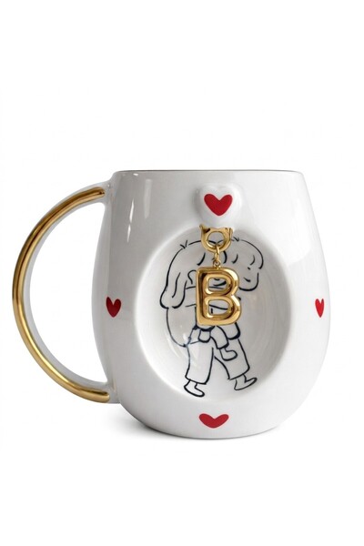 BSK Ceramics Handmade CARRY MY LOVE Harfli Porselen Kupa B Harfi