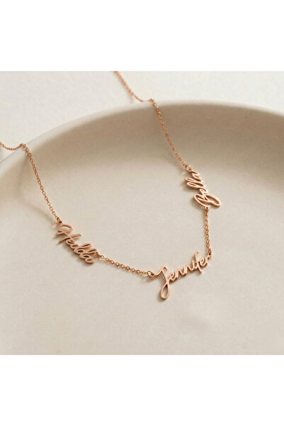 Soleildor 925 ayar Orijinal Gümüş Kişiye Özel Üç İsimli Gümüş Kolye