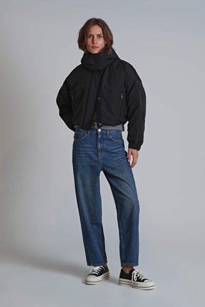 Lufian Lotus Denim Mom Fit pentru femei - Talie înaltă, albastru