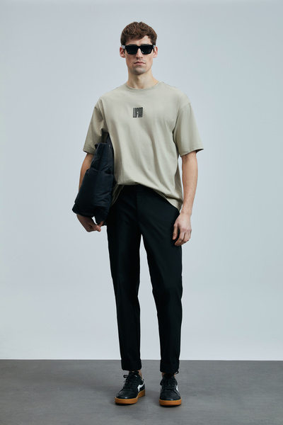 Lufian Helıx Modern Grafik T- Shirt Bej