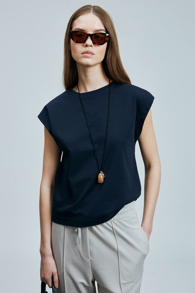 Lufian Erote Kadın Pamuklu T- Shırt Lacivert