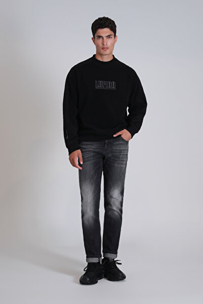 Lufian بنطلون توماس سمارت جين للرجال بقصة ضيقة باللون الرمادي