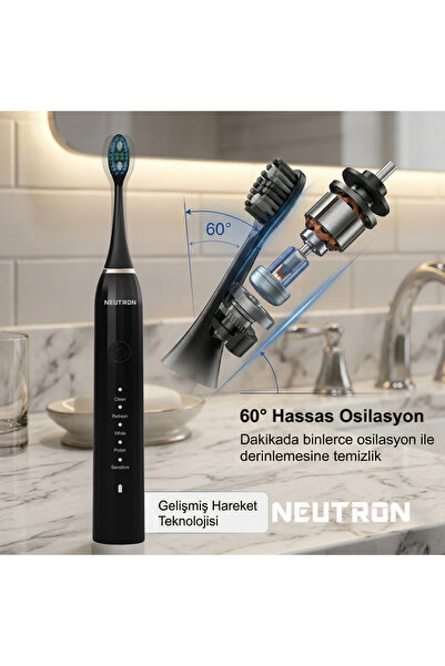 NEUTRON NTL-TB-01EB Şarjlı Sonik Diş Fırçası, Şarjlı Siyah Diş Fırçası