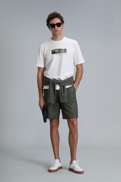 Lufian Peler Sport Pantaloni scurți chino pentru bărbați, slim fit, verzi